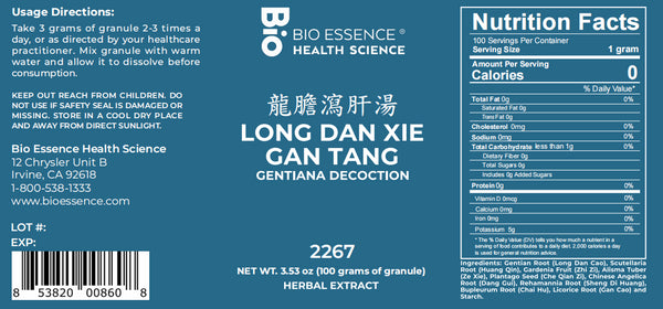 Bio Essence Health Science, Long Dan Xie Gan Tang, Gentian Decoction, Granules, 100 grams