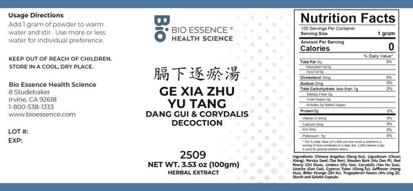 Bio Essence Health Science, Ge Xia Zhu Yu Tang, Dang Gui & Corydalis Decoction, Granules, 100 grams