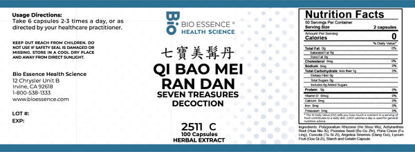 Bio Essence Health Science, Qi Bao Mei Ran Dan, Seven Treasure Decoction, 100 Capsules