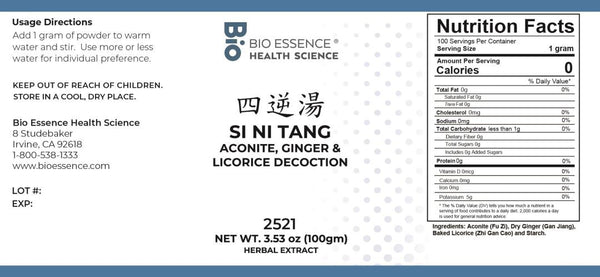 Bio Essence Health Science, Si Ni Tang, Aconite, Ginger & Licorice Decoction, Granules, 100 grams