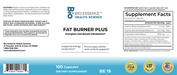 Bio Essence Health Science, Fat Burner Plus, 100 Veggie Capsules