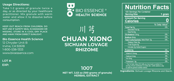 Bio Essence Health Science, Chuan Xiong, Sichuan Lovage Rhizome, 5:1 Extract Granules, 100 grams