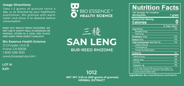Bio Essence Health Science, San Leng, Sparganium Rhizome, 5:1 Extract Granules, 100 grams