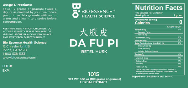 Bio Essence Health Science, Da Fu Pi, Areca Peel, 5:1 Extract Granules, 100 grams