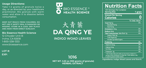 Bio Essence Health Science, Da Qing Ye, Isatis Leaf, 5:1 Extract Granules, 100 grams