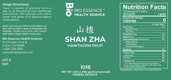 Bio Essence Health Science, Shan Zha, Chinese Hawthorn, 5:1 Extract Granules, 100 grams