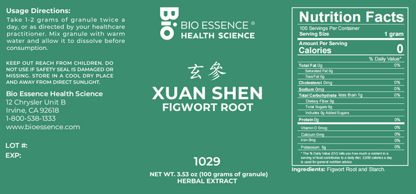 Bio Essence Health Science, Xuan Shen, Figwort Root, 5:1 Extract Granules, 100 grams