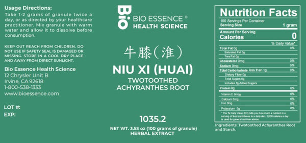 Bio Essence Health Science, Niu Xi (Huai), Achyranthes Root, 5:1 Extract Granules, 100 grams