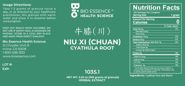 Bio Essence Health Science, Niu Xi (Chuan), Cyathula Root, 5:1 Extract Granules, 100 grams