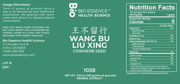 Bio Essence Health Science, Wang Bu Liu Xing, Vaccaria Seed, 5:1 Extract Granules, 100 grams