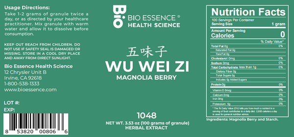 Bio Essence Health Science, Wu Wei Zi, Schisandra, 5:1 Extract Granules, 100 grams