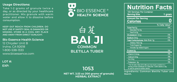 Bio Essence Health Science, Bai Ji, Bletilla Tuber, 5:1 Extract Granules, 100 grams