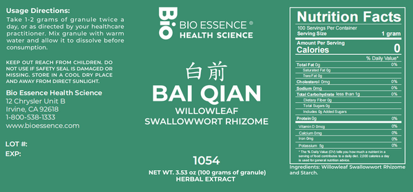 Bio Essence Health Science, Bai Qian, Cynanchum Root, 5:1 Extract Granules, 100 grams