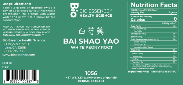 Bio Essence Health Science, Bai Shao Yao, Chinese Peony Root, 5:1 Extract Granules, 100 grams