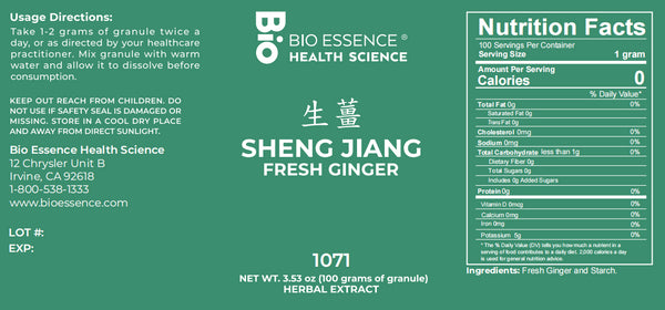 Bio Essence Health Science, Sheng Jiang, Fresh Ginger, 5:1 Extract Granules, 100 grams