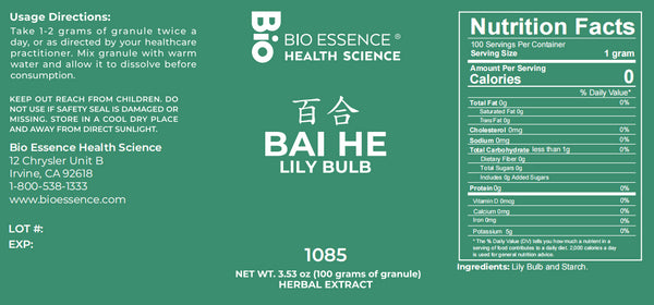 Bio Essence Health Science, Bai He, Lily Bulb, 5:1 Extract Granules, 100 grams