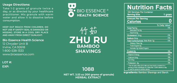 Bio Essence Health Science, Zhu Ru, Bamboo Shavings, 5:1 Extract Granules, 100 grams