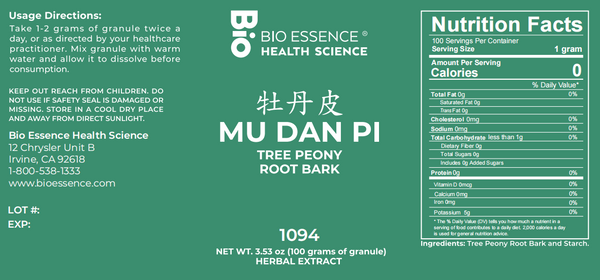 Bio Essence Health Science, Mu Dan Pi, Tree Peony Bark, 5:1 Extract Granules, 100 grams