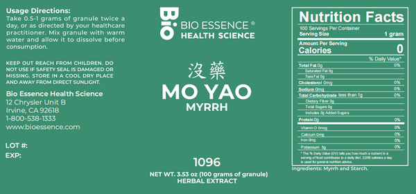 Bio Essence Health Science, Mo Yao, Myrrh Resin, 5:1 Extract Granules, 100 grams