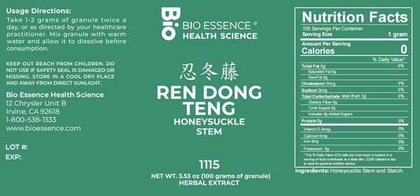 Bio Essence Health Science, Ren Dong Teng, Honeysuckle Stem, 5:1 Extract Granules, 100 grams