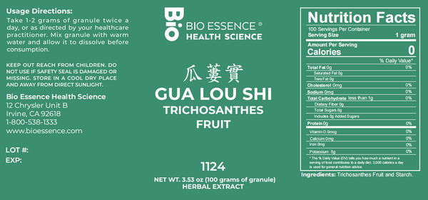 Bio Essence Health Science, Gua Lou Shi, Trichosanthes Fruit, 5:1 Extract Granules, 100 grams