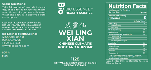Bio Essence Health Science, Wei Ling Xian, Chinese Clematidis, 5:1 Extract Granules, 100 grams