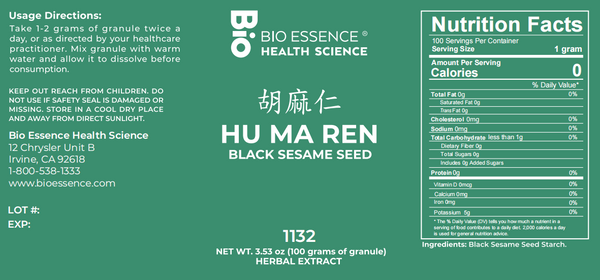 Bio Essence Health Science, Hu Ma Ren, Black Sesame, 5:1 Extract Granules, 100 grams