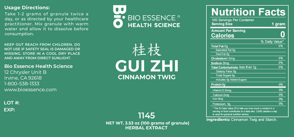 Bio Essence Health Science, Gui Zhi, Cinnamom Twig, 5:1 Extract Granules, 100 grams