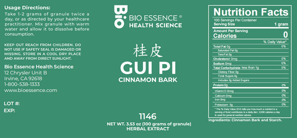 Bio Essence Health Science, Gui Pi, Cinnamom Bark, 5:1 Extract Granules, 100 grams