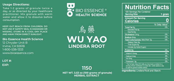 Bio Essence Health Science, Wu Yao, Lindera Root, 5:1 Extract Granules, 100 grams