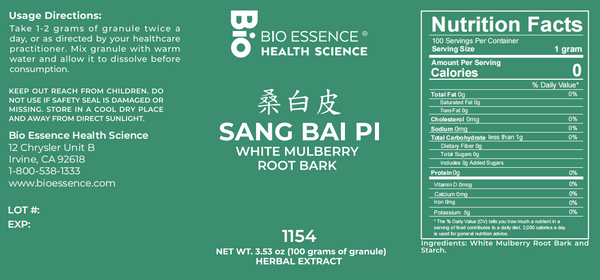 Bio Essence Health Science, Sang Bai Pi, Mulberry Bark, 5:1 Extract Granules, 100 grams