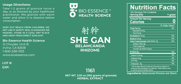 Bio Essence Health Science, She Gan, Belamcanda Rhizome, 5:1 Extract Granules, 100 grams