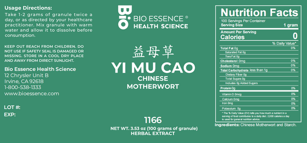 Bio Essence Health Science, Yi Mu Cao, Chinese Motherwort, 5:1 Extract Granules, 100 grams
