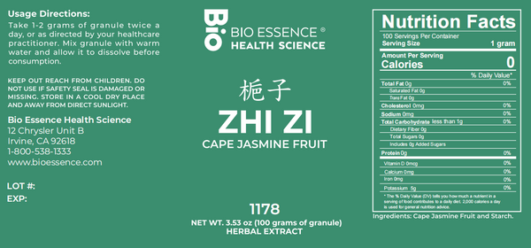 Bio Essence Health Science, Zhi Zi, Gardenia, 5:1 Extract Granules, 100 grams