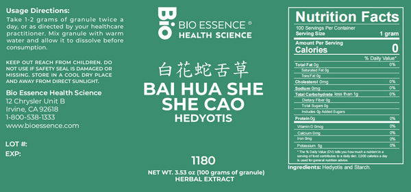 Bio Essence Health Science, Bai Hua She She Cao, Hedyotis, 5:1 Extract Granules, 100 grams