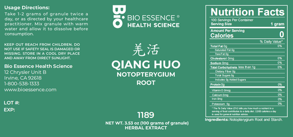 Bio Essence Health Science, Qiang Huo, Notopterygium Root, 5:1 Extract Granules, 100 grams
