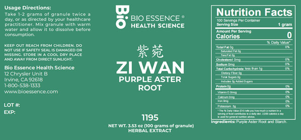 Bio Essence Health Science, Zi Wan, Purple Aster Root, 5:1 Extract Granules, 100 grams