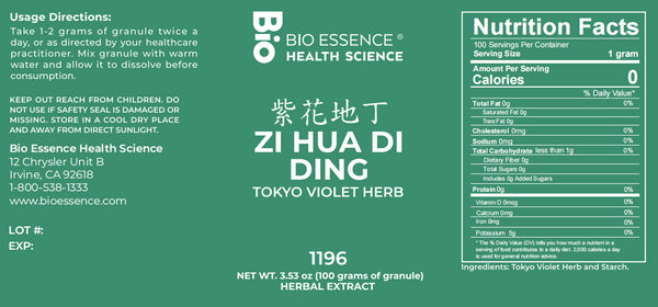 Bio Essence Health Science, Zi Hua Di Ding, Viola, 5:1 Extract Granules, 100 grams