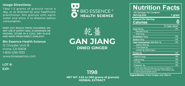 Bio Essence Health Science, Gan Jiang, Dried Ginger, 5:1 Extract Granules, 100 grams