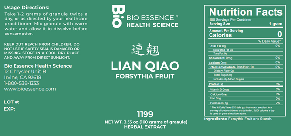 Bio Essence Health Science, Lian Qiao, Forsythia Fruit, 5:1 Extract Granules, 100 grams