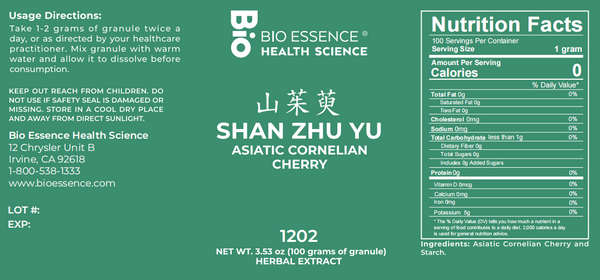 Bio Essence Health Science, Shan Zhu Yu, Cornus Fruit, 5:1 Extract Granules, 100 grams
