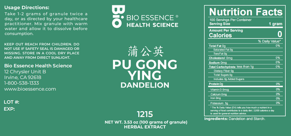 Bio Essence Health Science, Pu Gong Ying, Dandelion, 5:1 Extract Granules, 100 grams