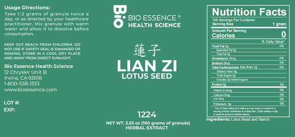Bio Essence Health Science, Lian Zi, Lotus Seed, 5:1 Extract Granules, 100 grams