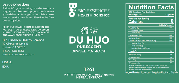 Bio Essence Health Science, Du Huo, Pubescent Angelica Root, 5:1 Extract Granules, 100 grams