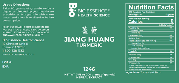 Bio Essence Health Science, Jiang Huang, Turmeric, 5:1 Extract Granules, 100 grams