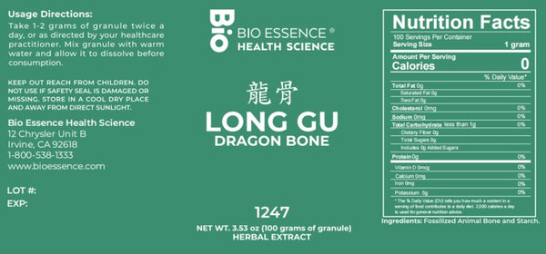 Bio Essence Health Science, Long Gu, Dragon Bone, 5:1 Extract Granules, 100 grams