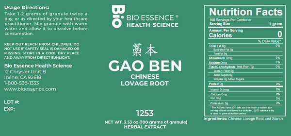 Bio Essence Health Science, Gao Ben, Chinese Lovage Root, 5:1 Extract Granules, 100 grams