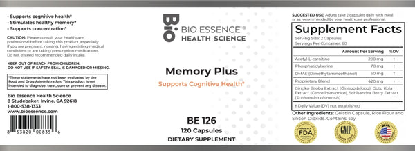 Bio Essence Health Science, Memory Plus, 120 Capsules