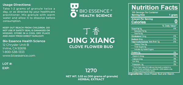 Bio Essence Health Science, Ding Xiang, Clove Flower Bud, 5:1 Extract Granules, 100 grams