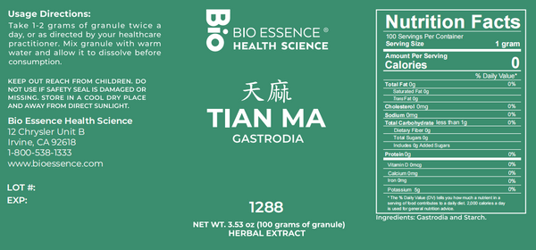 Bio Essence Health Science, Tian Ma, Gastrodia Elata Rhizome, 5:1 Extract Granules, 100 grams